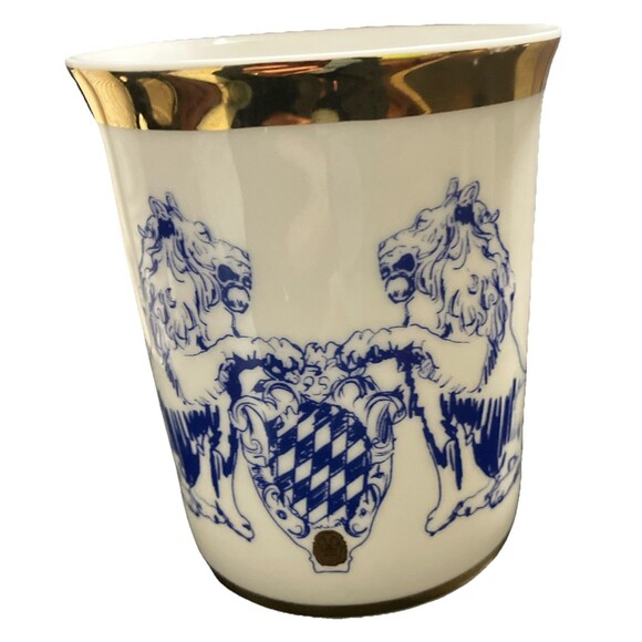 German Bayers Löwen Lion Crest coffee tea mug Porcelain Mug Gold Gilt, blue - Picture 6 of 15